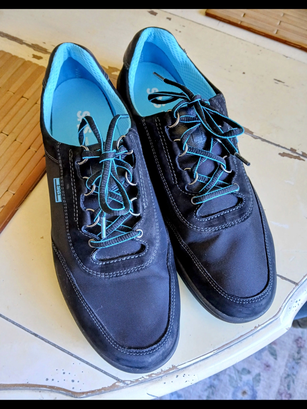 SAS Women's Black Sneakers with Blue Lining